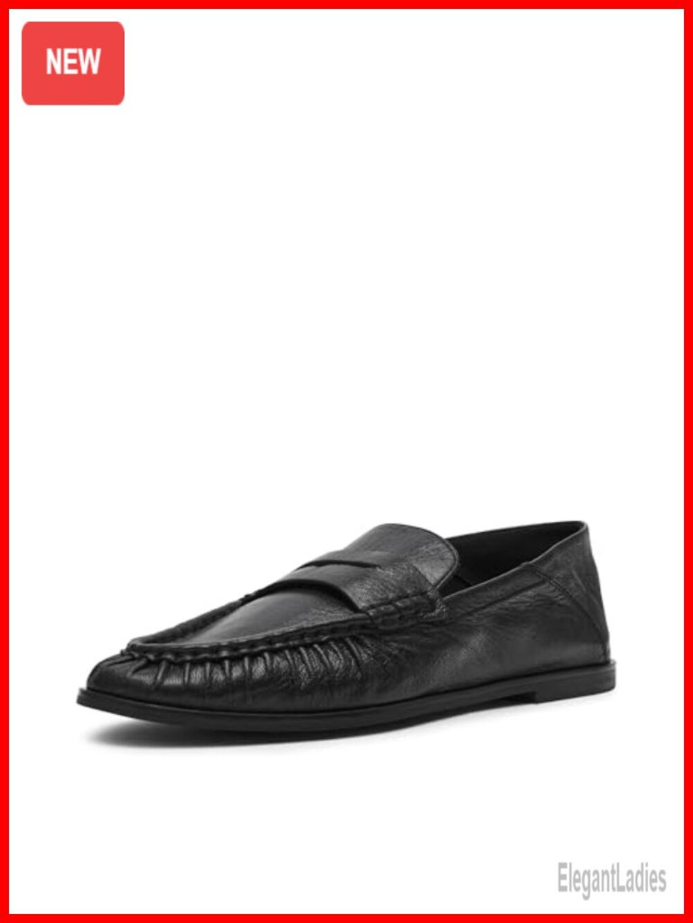 Women's Leather Slip-On Loafers - Closed Toe Pull-On Style